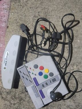 White Arcade Controller with Multitap for Classic Console